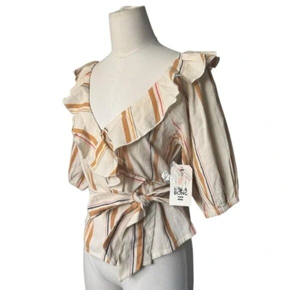 Billabong Babes All Day Wrap Top striped Size. Small - Picture 5 of 7